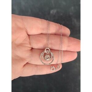 Italian 925 Sterling Silver Diamond Accent Pendant Necklace Vintage